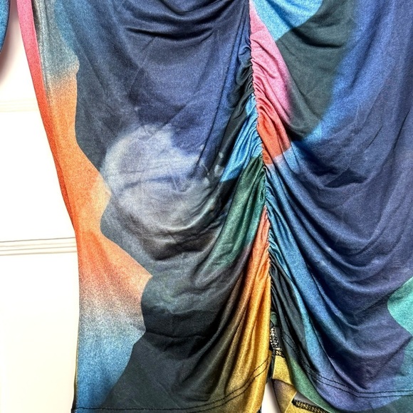 UNTITLED IN MOTION 90s Abstract Print Ruched V-Neck Long Sleeve Slim Fit Top S - Picture 14 of 14